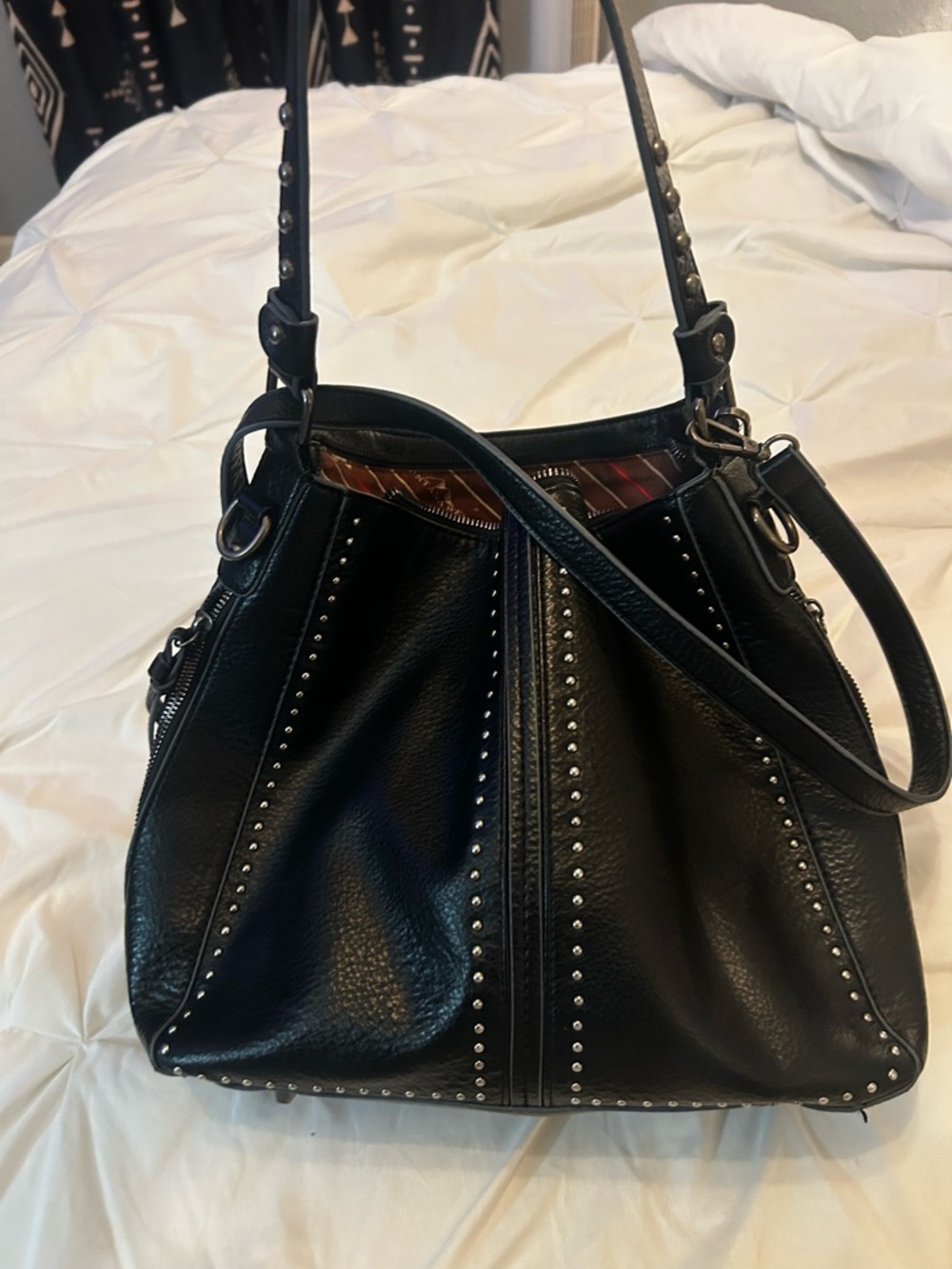 Montana West Black Concealed Carry Studded Hobo Shoulder Bag.